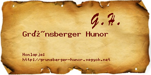 Grünsberger Hunor névjegykártya